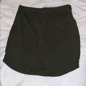 Olive green ribbed mini skirt